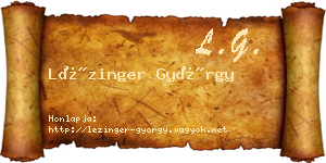 Lézinger György névjegykártya